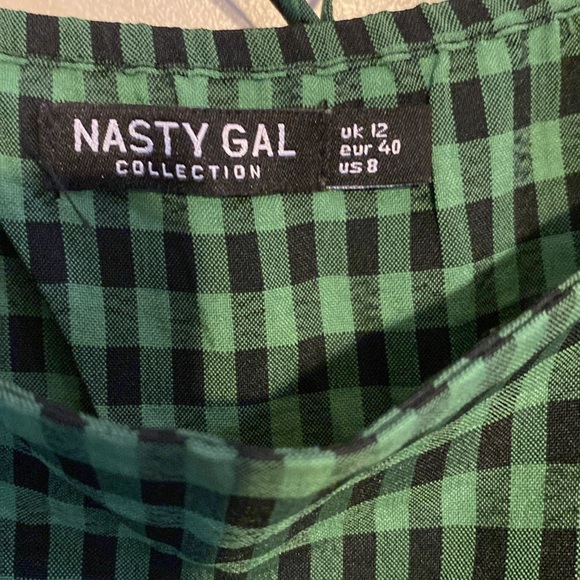 Nasty Gal Gingham Green Tiered Maxi Smock Dress - Picture 3 of 4